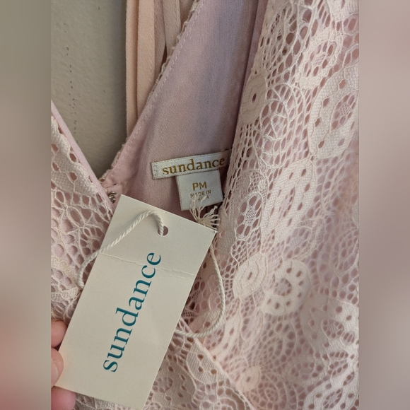 🌸Sundance Blush Pink Midi Lace Ruffle Dress - Picture 3 of 5